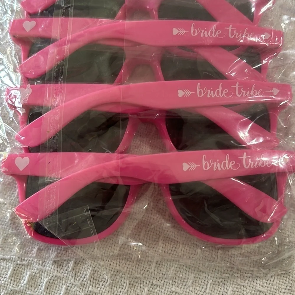 Bachelorette Hot Pink Bride Tribe Set of 4 Sunglasses